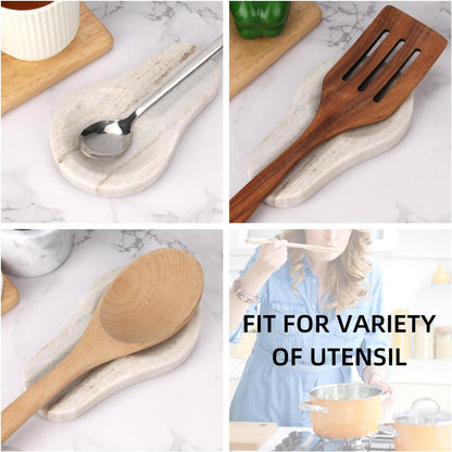 Marble Spoon Rest, Viva Jade, 4 * 6.5 | For Kitchen Stove Countertop, Marble Utensil Holder, for Spatula, Ladle, Fork