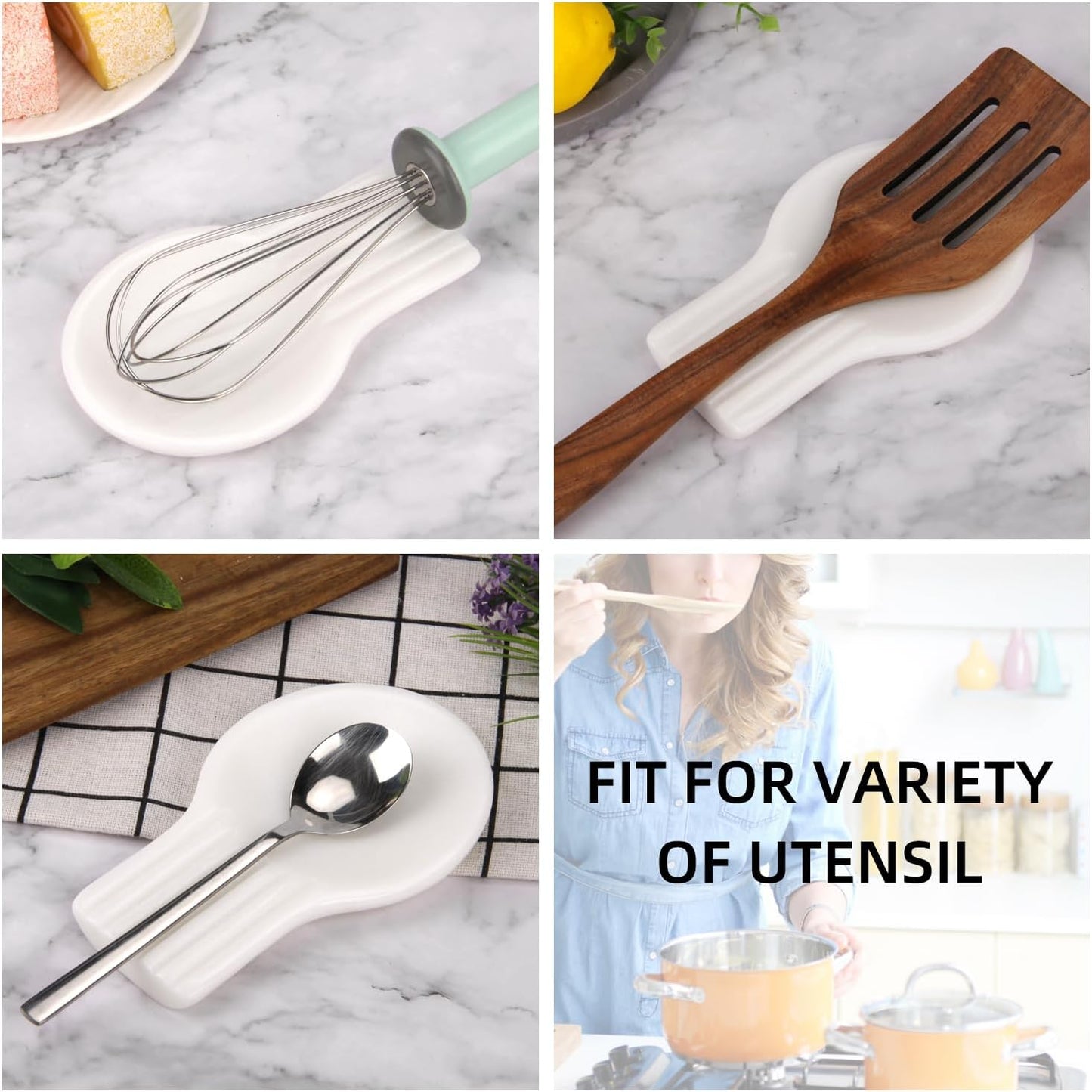 Marble Spoon Rest, Viva Jade, 4 * 6.5 | For Kitchen Stove Countertop, Marble Utensil Holder, for Spatula, Ladle, Fork