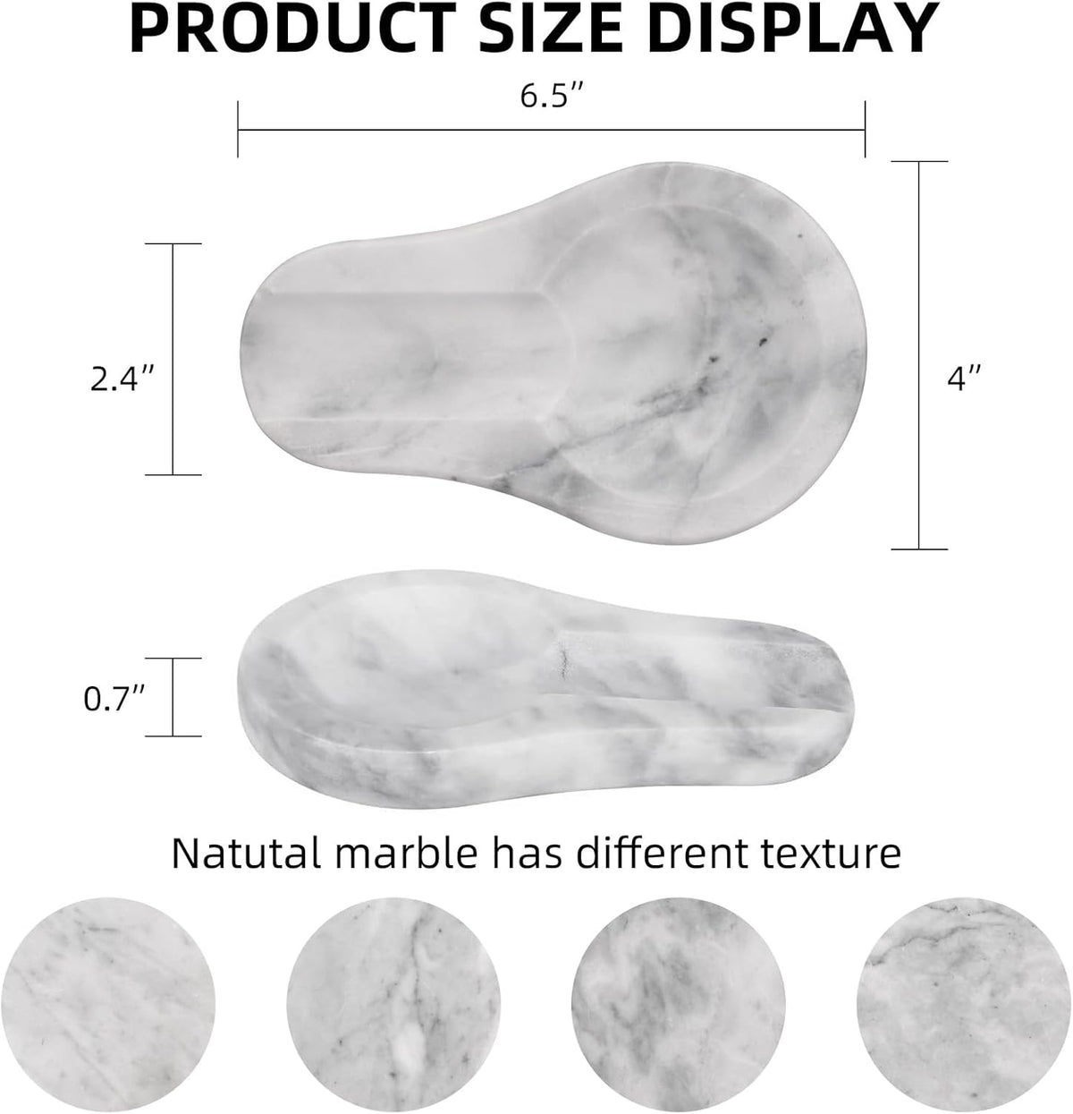 Marble Spoon Rest, Viva Jade, 4 * 6.5 | For Kitchen Stove Countertop, Marble Utensil Holder, for Spatula, Ladle, Fork