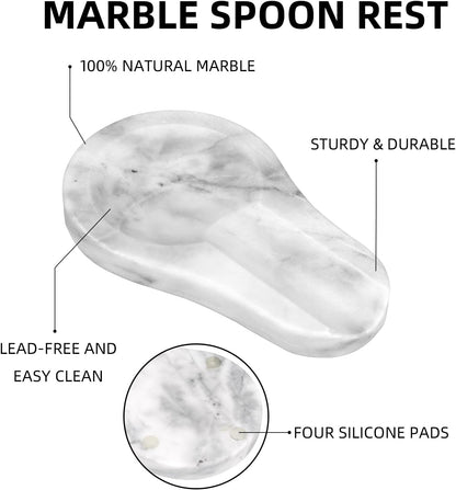 Marble Spoon Rest, Viva Jade, 4 * 6.5 | For Kitchen Stove Countertop, Marble Utensil Holder, for Spatula, Ladle, Fork