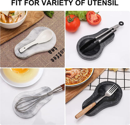 Marble Spoon Rest, Viva Jade, 4 * 6.5 | For Kitchen Stove Countertop, Marble Utensil Holder, for Spatula, Ladle, Fork