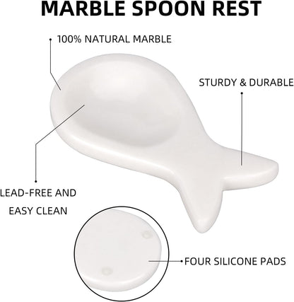 Marble Spoon Rest, Viva Jade, 4 * 6.5 | For Kitchen Stove Countertop, Marble Utensil Holder, for Spatula, Ladle, Fork
