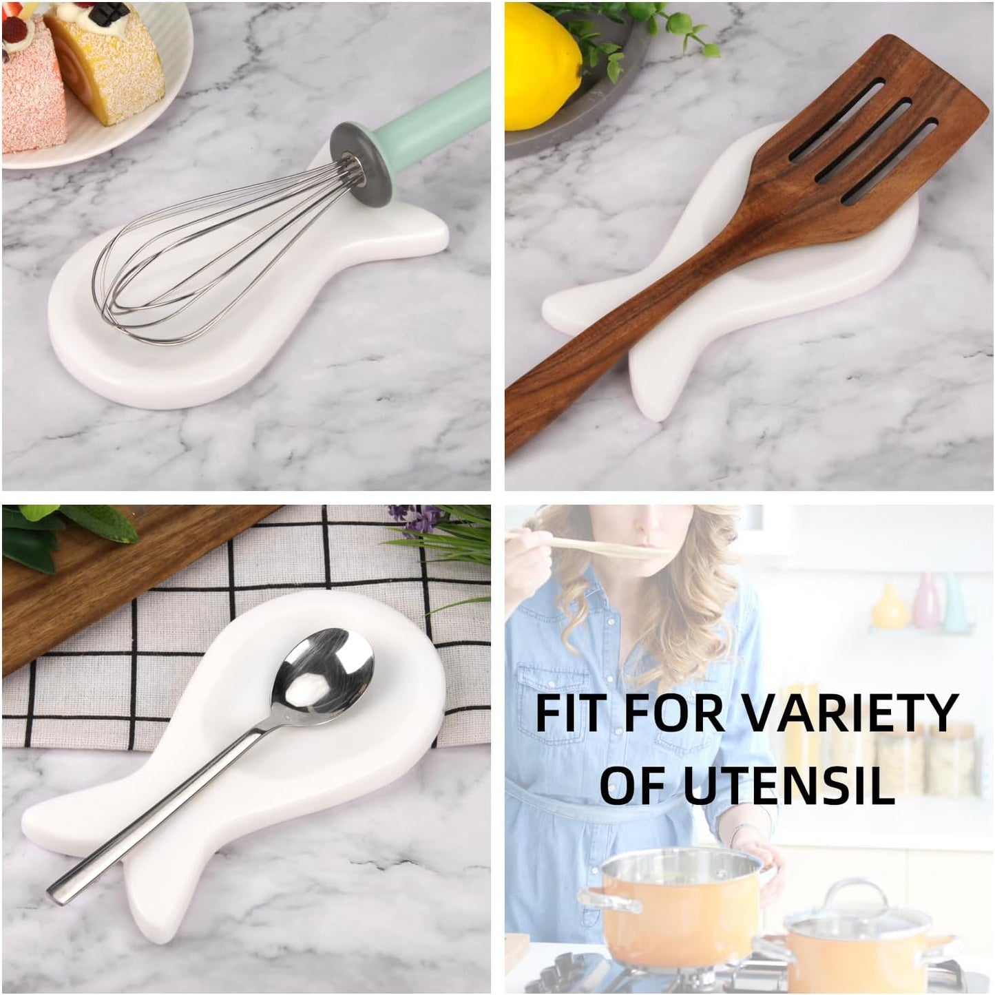 Marble Spoon Rest, Viva Jade, 4 * 6.5 | For Kitchen Stove Countertop, Marble Utensil Holder, for Spatula, Ladle, Fork