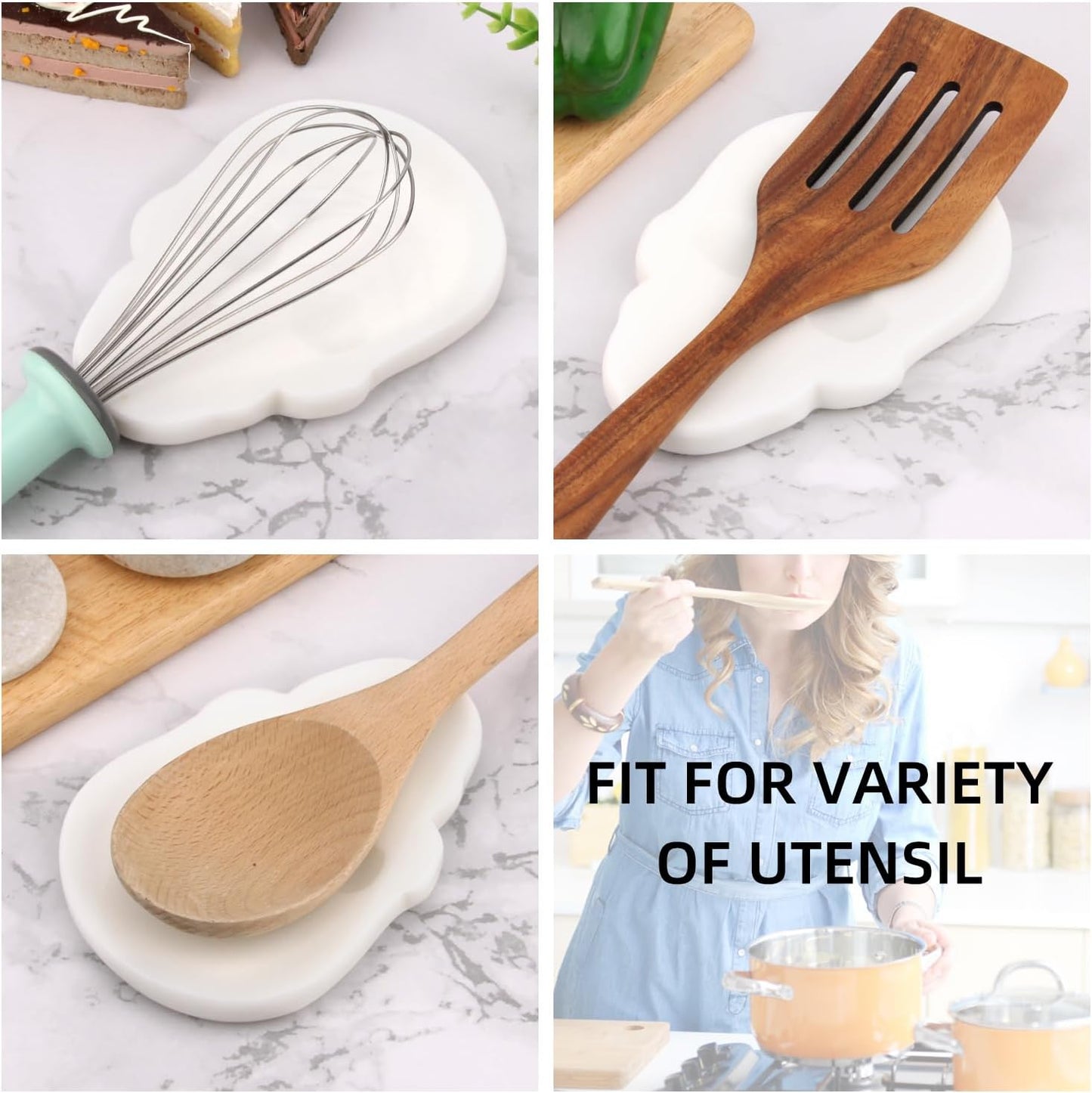 Marble Spoon Rest, Viva Jade, 4 * 6.5 | For Kitchen Stove Countertop, Marble Utensil Holder, for Spatula, Ladle, Fork