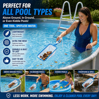 The Skimmie Swim-N-Scoop in-Pool Handheld Skimmer Net for Scooping Debris, Leaves, and Bugs While Swimming