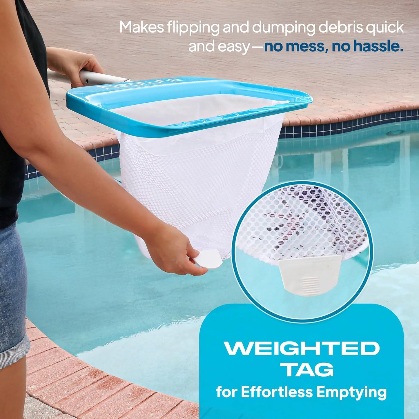 The Skimmie Swim-N-Scoop in-Pool Handheld Skimmer Net for Scooping Debris, Leaves, and Bugs While Swimming