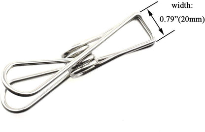 Clothespins Chip Clips All Metal Stainless Steel No Rust Stains Strong Grip in Heavy Wind 3.4 Inches 14 Pack Extra Large Do Not Fall Apart Open Wide for Holding Clothes Snack Bag Clamps