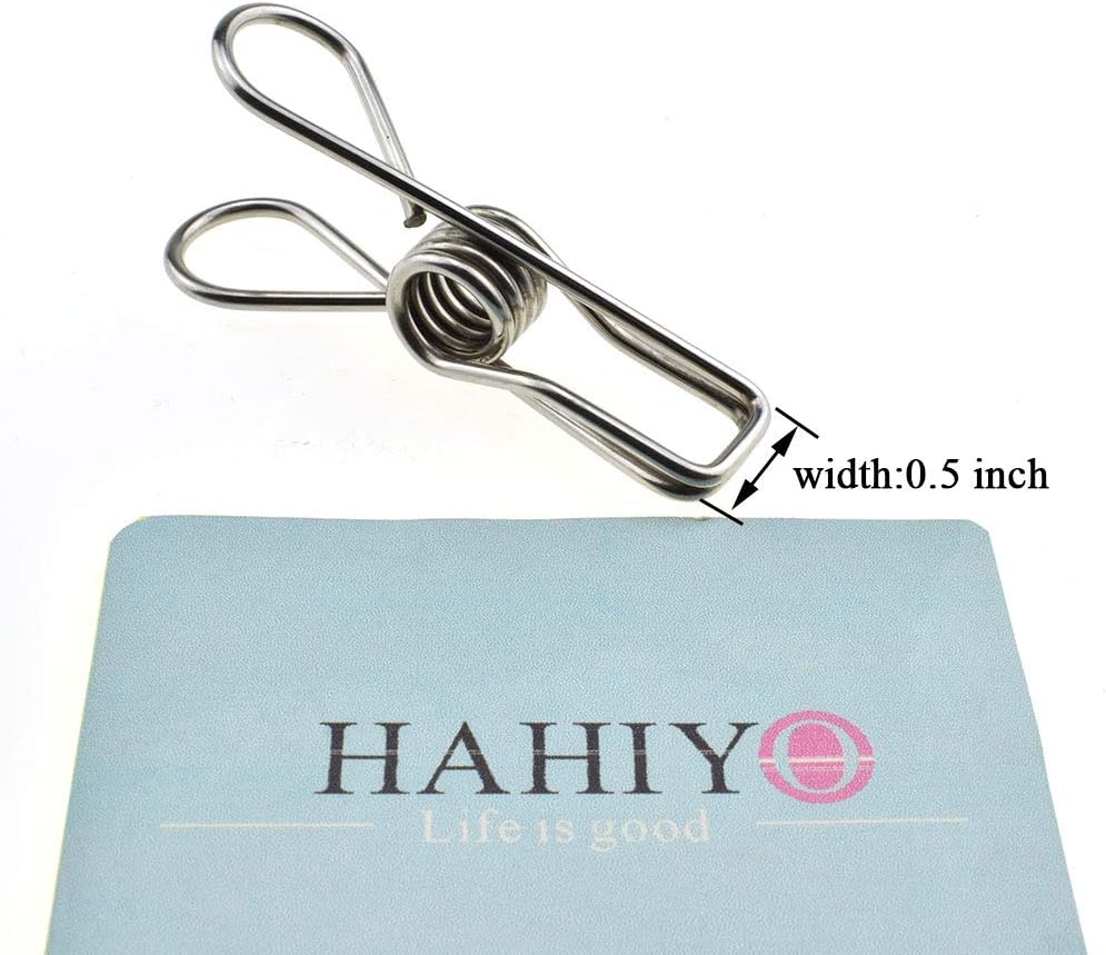 Clothespins Chip Clips All Metal Stainless Steel No Rust Stains Strong Grip in Heavy Wind 3.4 Inches 14 Pack Extra Large Do Not Fall Apart Open Wide for Holding Clothes Snack Bag Clamps