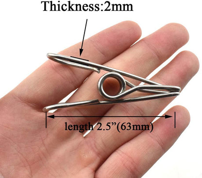 Clothespins Chip Clips All Metal Stainless Steel No Rust Stains Strong Grip in Heavy Wind 3.4 Inches 14 Pack Extra Large Do Not Fall Apart Open Wide for Holding Clothes Snack Bag Clamps