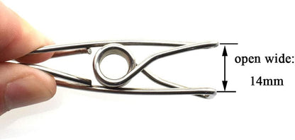 Clothespins Chip Clips All Metal Stainless Steel No Rust Stains Strong Grip in Heavy Wind 3.4 Inches 14 Pack Extra Large Do Not Fall Apart Open Wide for Holding Clothes Snack Bag Clamps