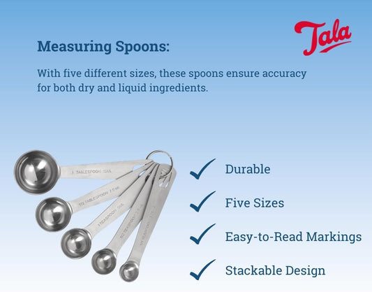 Stainless Steel Measuring Spoons, 5 Piece Set for Measuring Dry and Liquids