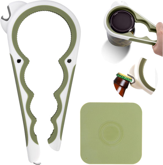 6 in 1 Jar Opener, Multi Function Bottle Opener with Non Slip Rubber | jar openers for Weak hands, Seniors with Arthritis and Anyone with Low Strength, Mutil Jar Opener Get Lids Off Easily