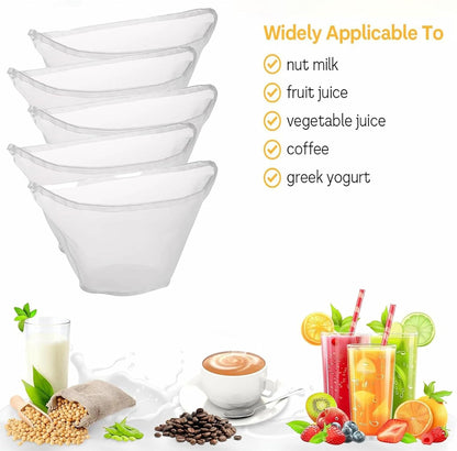 5PCS Cheese Cloth Bags for Straining, Bowl-shaped reusable nylon cheese cloth filter bag, fine mesh multi-purpose food filter bag, suitable for nut milk, juice, soy milk, dumpling fillings. (Medium)