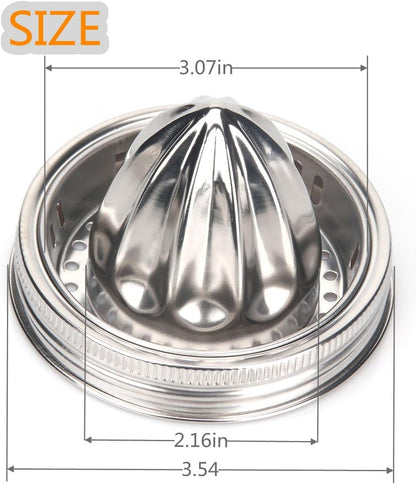 Mason Jar Stainless Steel Juicer Lid (2 Pieces), Citrus Reamer for Wide Mouth Mason Jar Lemon Juicer Manual Citrus Juicer.