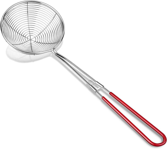 304 Stainless Steel Spider Strainer Skimmer Ladle for Cooking and Frying, Kitchen Gadgets Utensils Wire Pasta Spoon