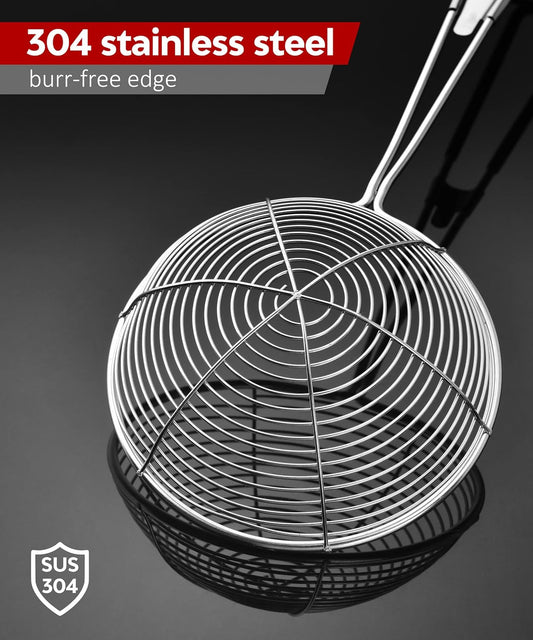 304 Stainless Steel Spider Strainer Skimmer Ladle for Cooking and Frying, Kitchen Gadgets Utensils Wire Pasta Spoon
