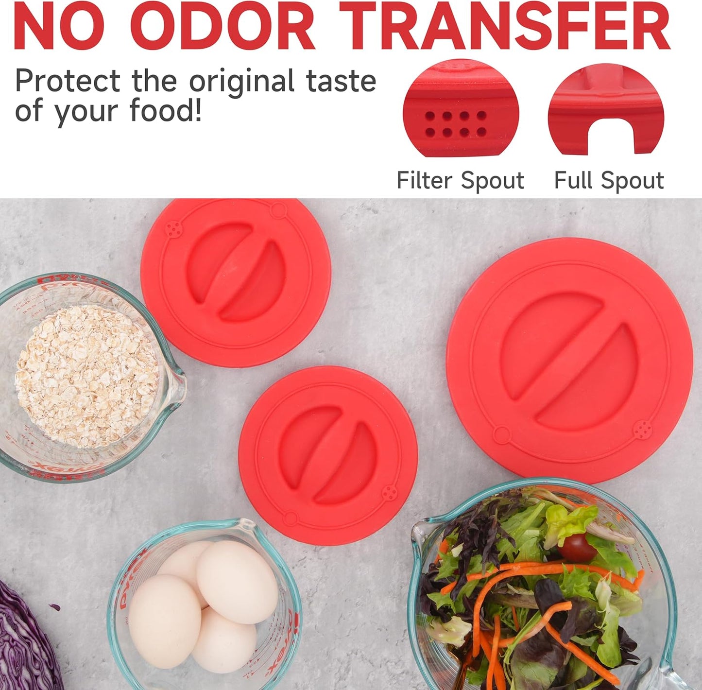 3 Pack Silicone Replacement Lids, Respectively Fits Pyrex 1-Cup, 2-Cup & 4-Cup Tempered Glass Liquid Measuring Cups, Reusable & Food-grade Silicone, Dishwasher & Microwave Safe