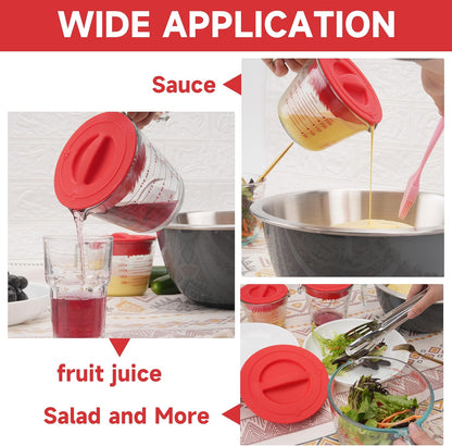 3 Pack Silicone Replacement Lids, Respectively Fits Pyrex 1-Cup, 2-Cup & 4-Cup Tempered Glass Liquid Measuring Cups, Reusable & Food-grade Silicone, Dishwasher & Microwave Safe
