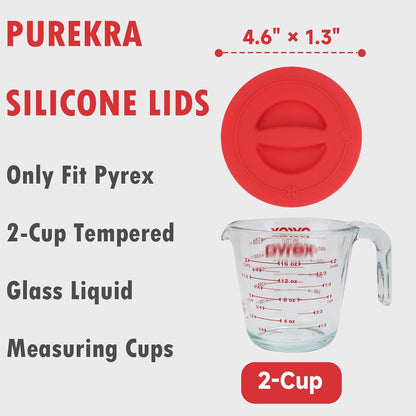 3 Pack Silicone Replacement Lids, Respectively Fits Pyrex 1-Cup, 2-Cup & 4-Cup Tempered Glass Liquid Measuring Cups, Reusable & Food-grade Silicone, Dishwasher & Microwave Safe