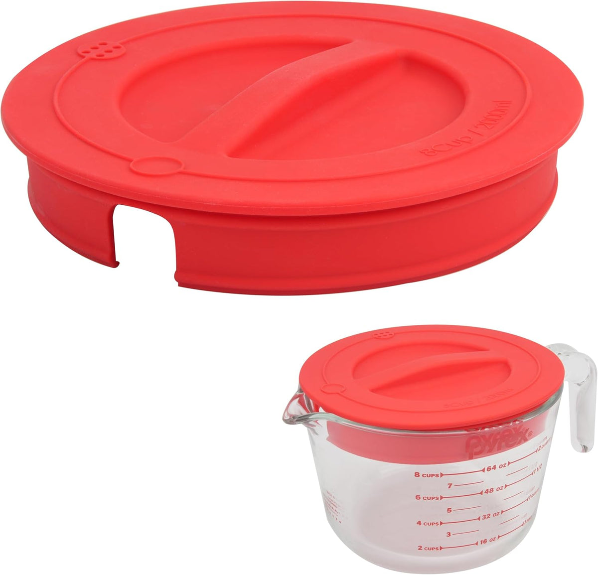 3 Pack Silicone Replacement Lids, Respectively Fits Pyrex 1-Cup, 2-Cup & 4-Cup Tempered Glass Liquid Measuring Cups, Reusable & Food-grade Silicone, Dishwasher & Microwave Safe