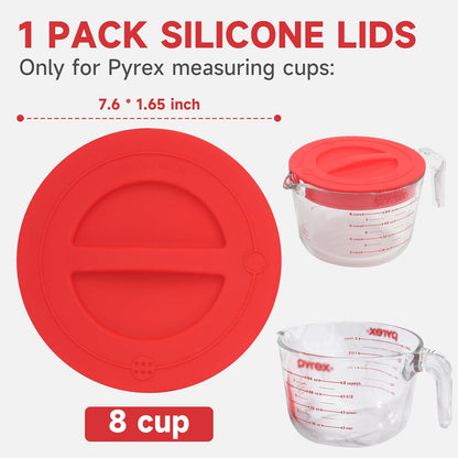 3 Pack Silicone Replacement Lids, Respectively Fits Pyrex 1-Cup, 2-Cup & 4-Cup Tempered Glass Liquid Measuring Cups, Reusable & Food-grade Silicone, Dishwasher & Microwave Safe