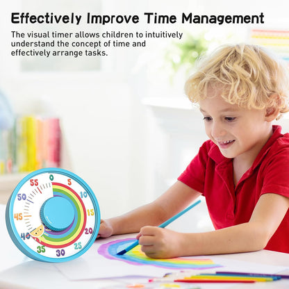 60-Minute Rainbow Visual Timer 6-Inch Mechanical Countdown Timers for Teaching, Meeting, Cooking, Working - Timer for Kids with Magnetic Backing (Blue)