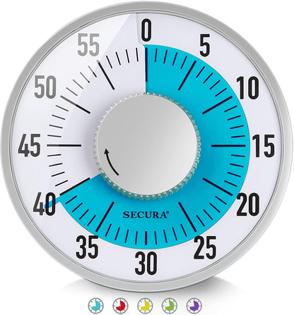 60-Minute Rainbow Visual Timer 6-Inch Mechanical Countdown Timers for Teaching, Meeting, Cooking, Working - Timer for Kids with Magnetic Backing (Blue)