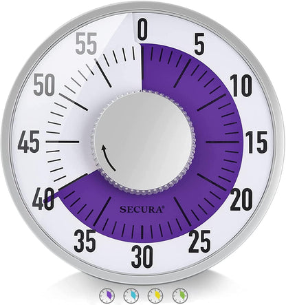 60-Minute Rainbow Visual Timer 6-Inch Mechanical Countdown Timers for Teaching, Meeting, Cooking, Working - Timer for Kids with Magnetic Backing (Blue)