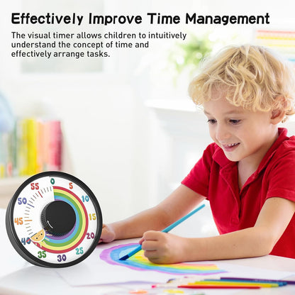 60-Minute Rainbow Visual Timer 6-Inch Mechanical Countdown Timers for Teaching, Meeting, Cooking, Working - Timer for Kids with Magnetic Backing (Blue)