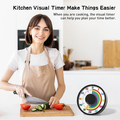 60-Minute Rainbow Visual Timer 6-Inch Mechanical Countdown Timers for Teaching, Meeting, Cooking, Working - Timer for Kids with Magnetic Backing (Blue)