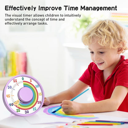 60-Minute Rainbow Visual Timer 6-Inch Mechanical Countdown Timers for Teaching, Meeting, Cooking, Working - Timer for Kids with Magnetic Backing (Blue)