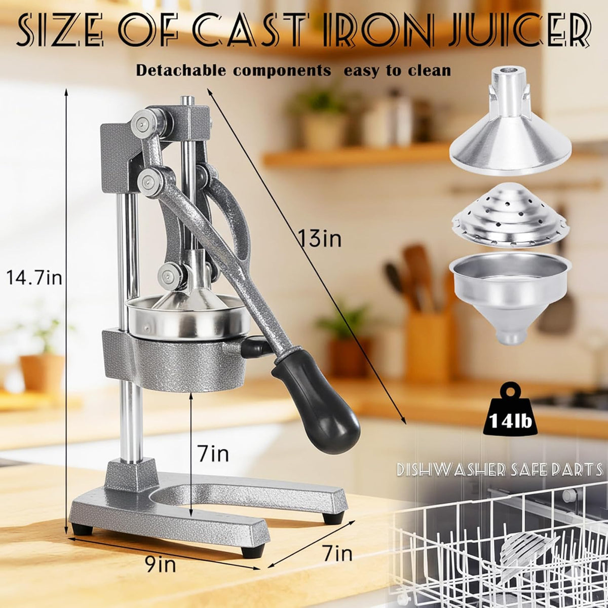 Cast Iron Juicer Hand Press Heavy Duty, Orange Juicer