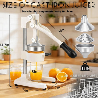 Cast Iron Juicer Hand Press Heavy Duty, Orange Juicer