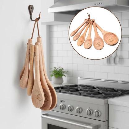 6pcs Wooden Measuring Spoons and Scoops Set Measurings Tablespoons Natural Retro Measuring Scoops for Measurings Dry Ingredients(1/8 tsp+1/4 tsp+1/2 tsp+1 tsp+1/2 tbsp+1 tbsp)