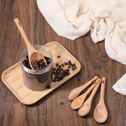 6pcs Wooden Measuring Spoons and Scoops Set Measurings Tablespoons Natural Retro Measuring Scoops for Measurings Dry Ingredients(1/8 tsp+1/4 tsp+1/2 tsp+1 tsp+1/2 tbsp+1 tbsp)