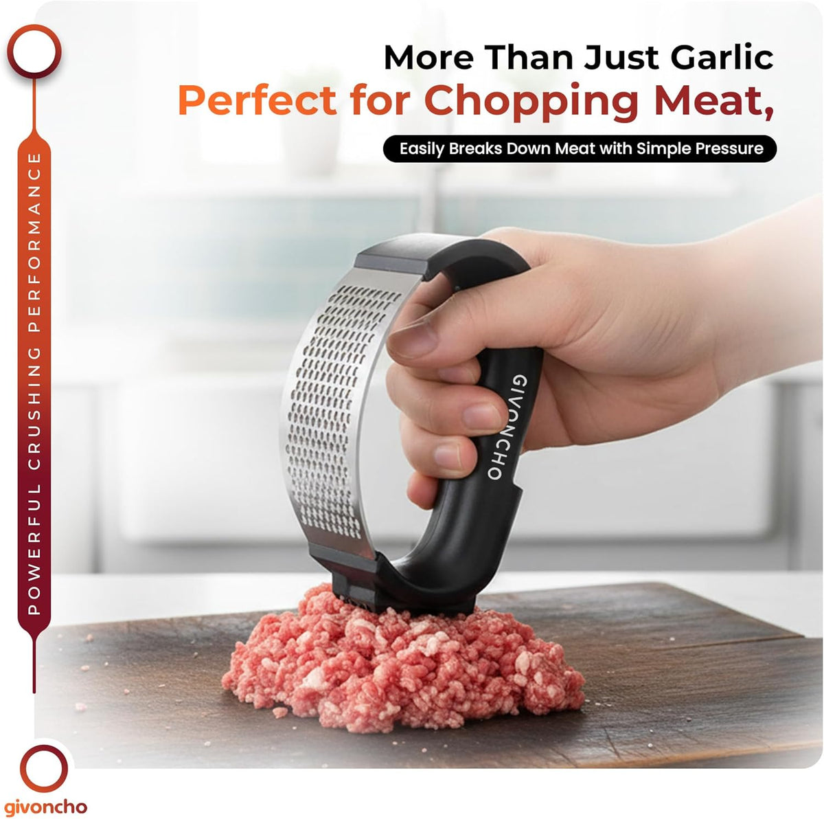 Garlic Press Rocker Set, Stainless Steel Garlic Crusher & Mincer Tool, Garlic Grinder with Peeler, Cleaning Brush and Spatula for Easy Garlic Mincing