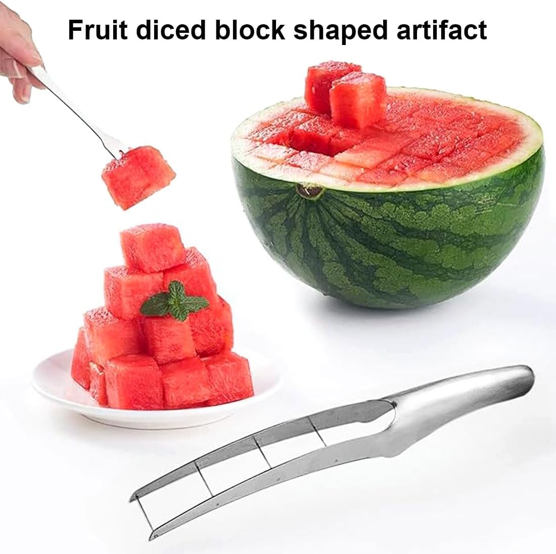 Wtermelon Cutter Slicer Cut Watermelon Into Cubes Knife Melon Baller for Kitchen Gadgets Useful Cool Tool 305 stainless steel 2024 New Creative Trends Kitchen Gadgets