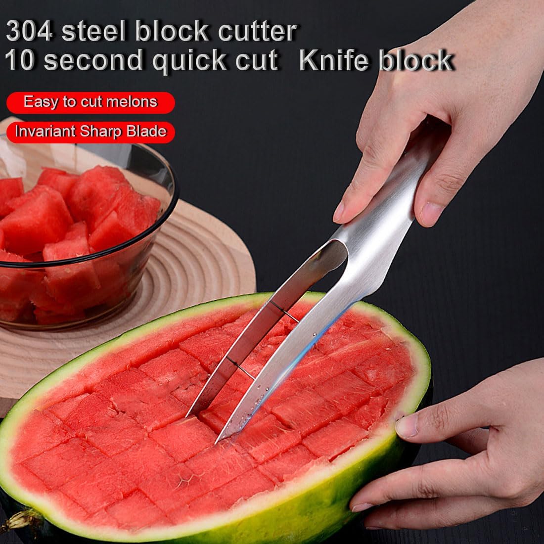 Wtermelon Cutter Slicer Cut Watermelon Into Cubes Knife Melon Baller for Kitchen Gadgets Useful Cool Tool 305 stainless steel 2024 New Creative Trends Kitchen Gadgets