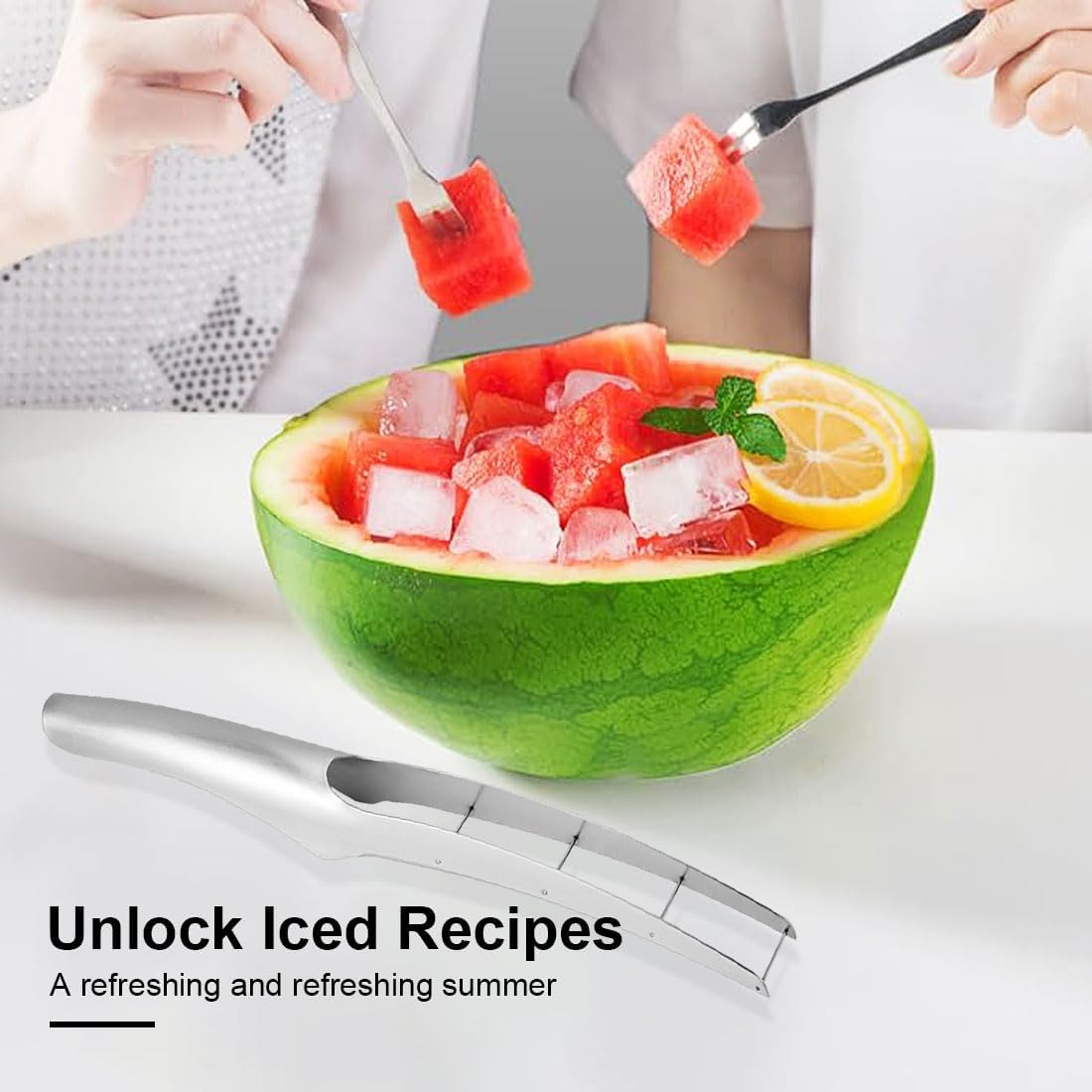 Wtermelon Cutter Slicer Cut Watermelon Into Cubes Knife Melon Baller for Kitchen Gadgets Useful Cool Tool 305 stainless steel 2024 New Creative Trends Kitchen Gadgets