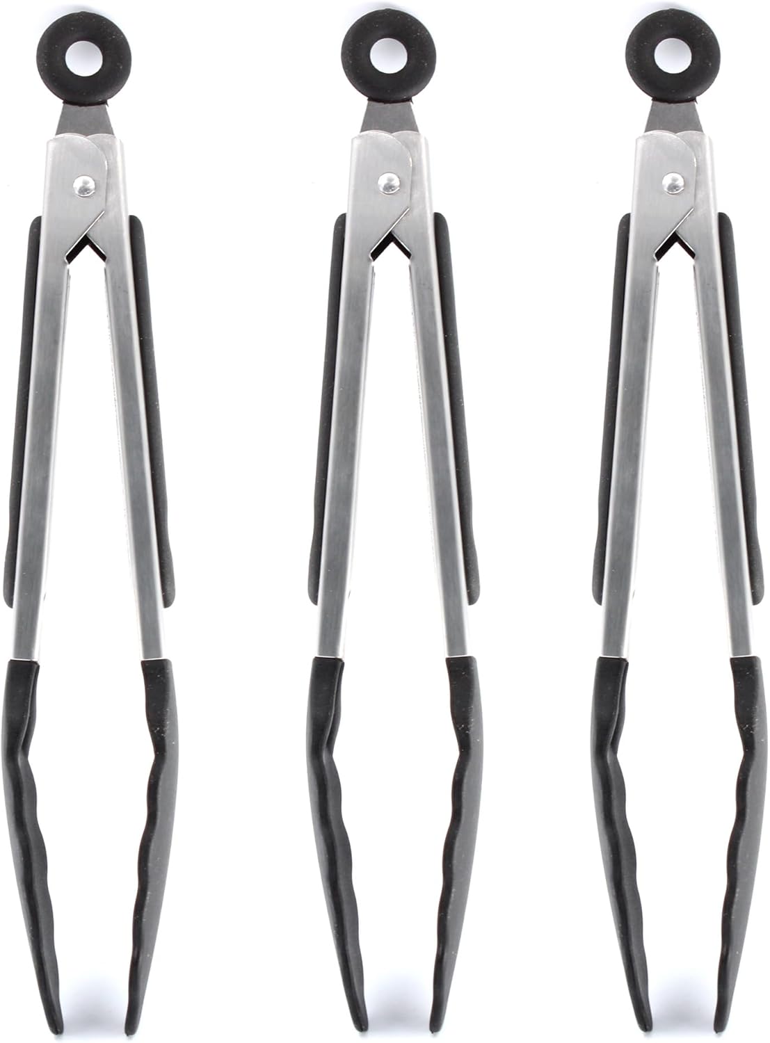 7-inch Mini Silicone Kitchen Tongs for Serving Food, Set of 3, Purple | Small Serving Tongs with Silicone Tips, Heat Resistant Utensils for Cooking, Grilling & Baking