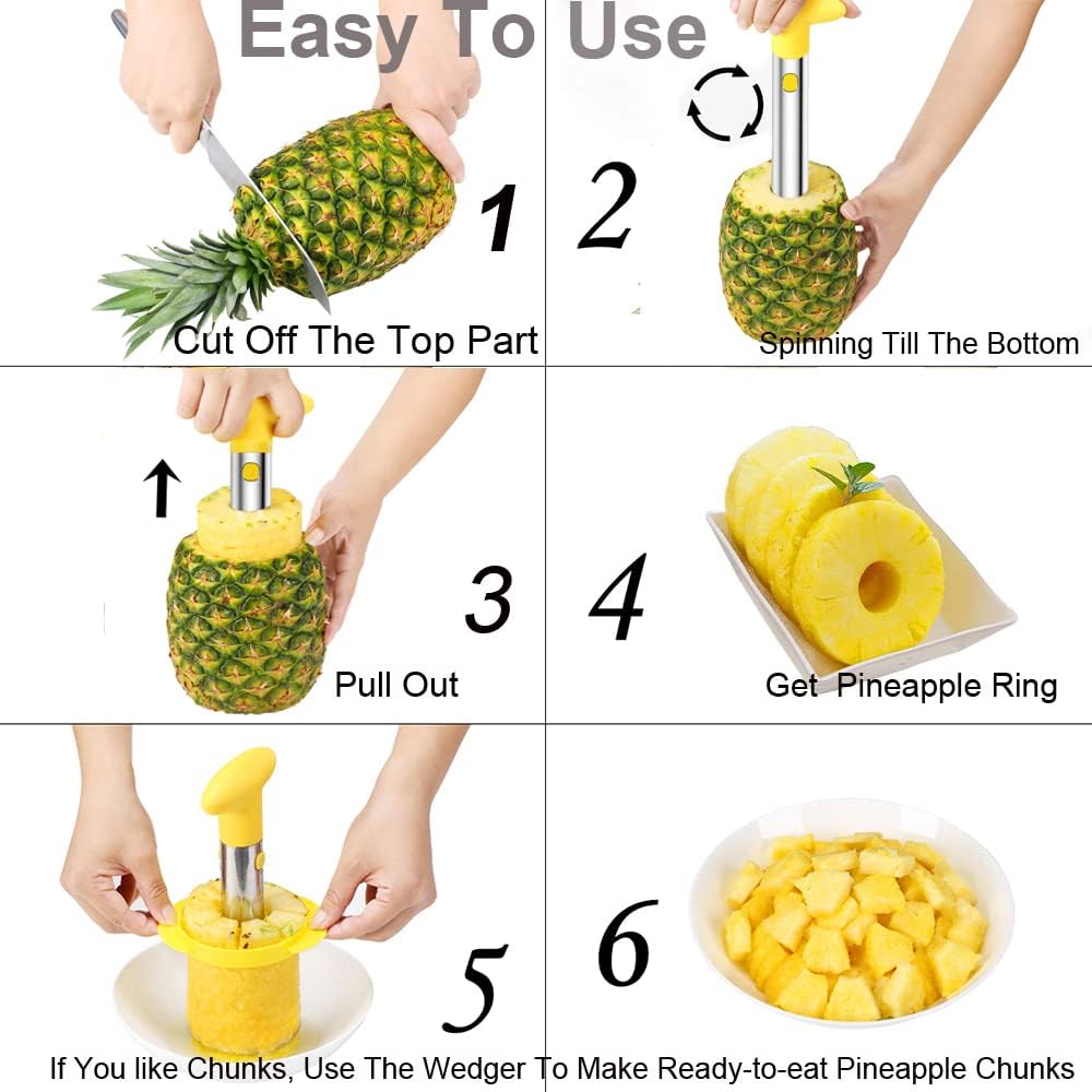 Easy Kitchen Tool Fruit Pineapple Peeler Corer Slicer Cutter | With Stainless Steel