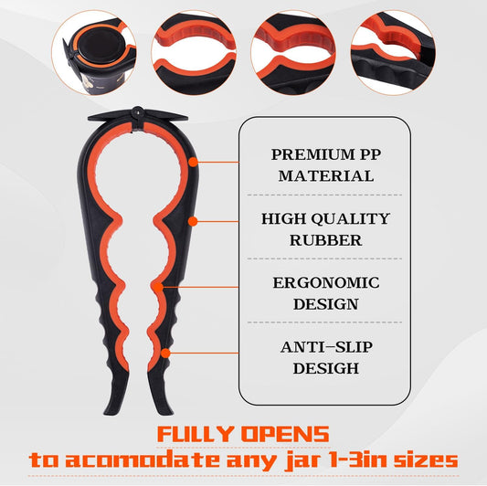 Jar Opener Bottle Opener for Weak hands 5 Pack, Multi Kitchen Tools Set for Weak Hands, Children, Seniors with Arthritis, Lid Opener for Children, with Silicone Handle (Red)