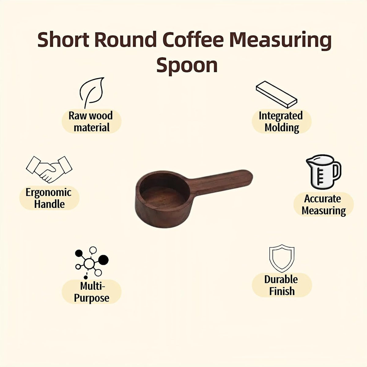 Black Walnut Wood Coffee Scoop, Measuring Spoon for Coffee Beans, Tea, Flour and Oats, Natural Texture, 3.86 Inch