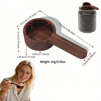 Black Walnut Wood Coffee Scoop, Measuring Spoon for Coffee Beans, Tea, Flour and Oats, Natural Texture, 3.86 Inch
