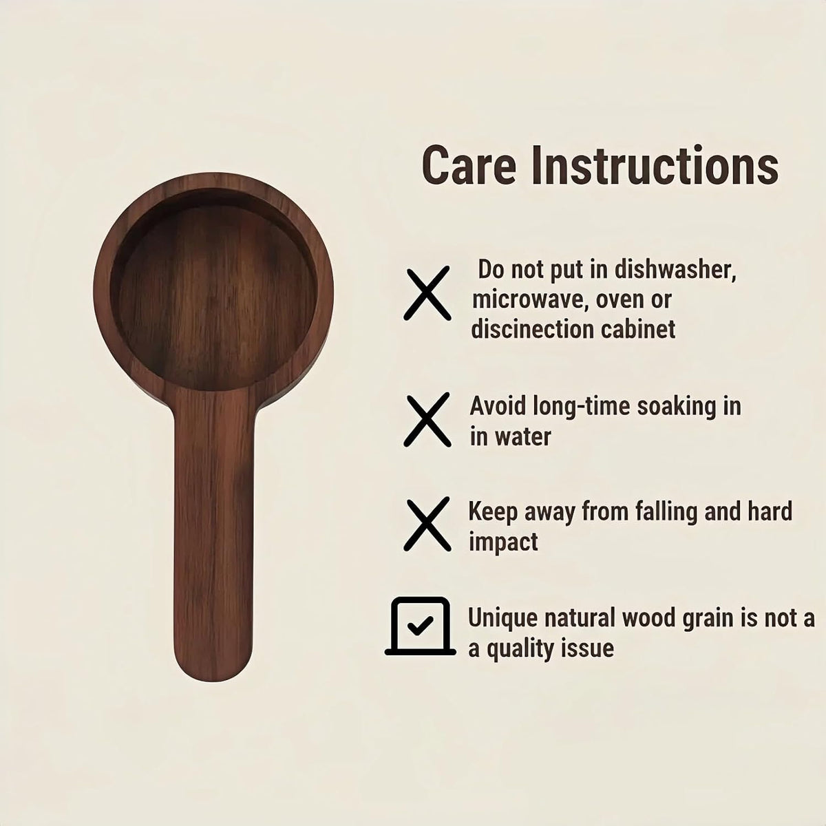 Black Walnut Wood Coffee Scoop, Measuring Spoon for Coffee Beans, Tea, Flour and Oats, Natural Texture, 3.86 Inch