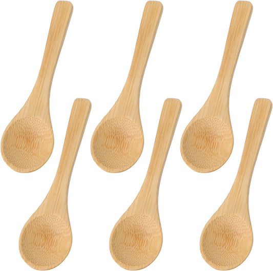 6PCS Small Wooden Spoons, 3.94 Inch Mini Wood Salt Spoon, Wooden Honey Spoon Teaspoon for Coffee Tea Spices Jars Sugar Seasoning Kitchen Supplies