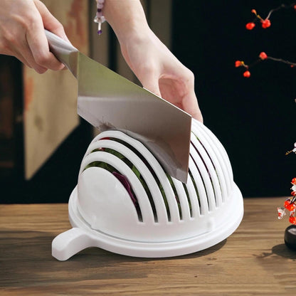 Easy-Spin Salad Cutter & Colander Bowl, Rotatable Veggie Strainer | BPA-free for fruit & veggie prep. Rotatable draining strainer, multi-functional, easy to use and clean;2 hole punch