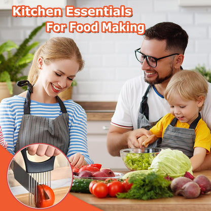 Bench Scraper Dough Chopper Onion Holder for Slicing Slicer Onion Cutter with Protective Cover and Anti-Slip Handle Stainless Steel Chopper for Potato, Tomato, Avocados, Eggs, Vegetable, Onions