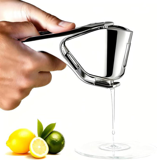 Lemon Squeezer, Stainless Steel Manual Citrus Squeezer, Silver | Effortless to Use, Handheld Lemon Juicer Getting Every Drop of Juice, Easy to Clean, Hand Juicer Fold-Flat Easy to Place
