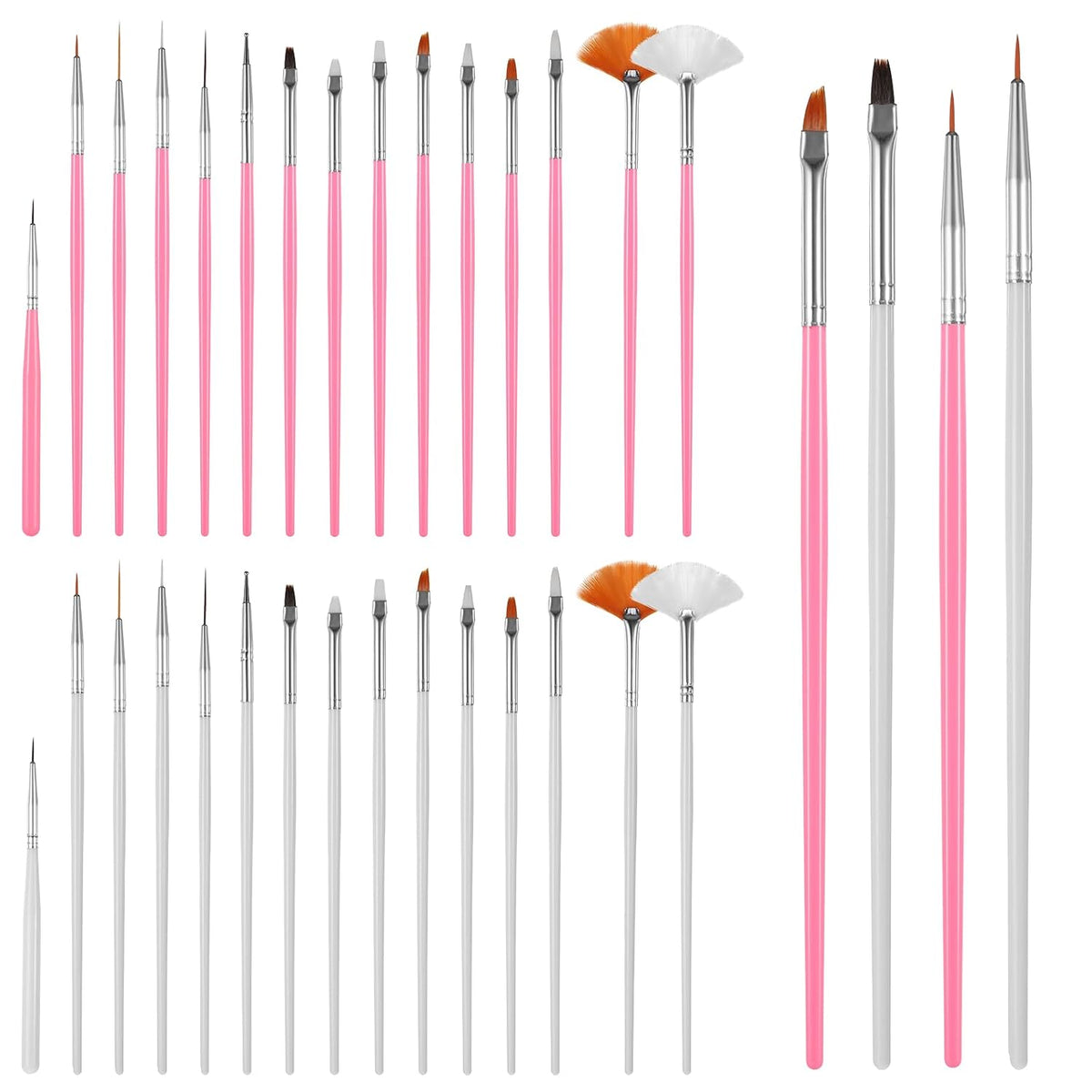 Cake Decorating Brushes, 30 PCS Food Paint Brush Food Safe Cookie Paint Brushes Kit Cookie Decorating Fondant Brush DIY Tool Set Icing Pastry Brushs for Painting Baking Supplies, White and Pink